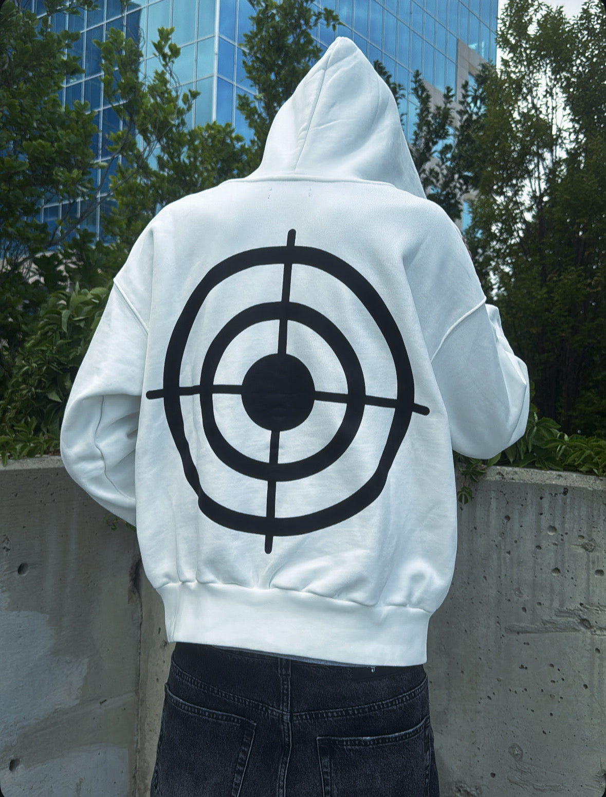 WHITE “TARGETED” ZIP-UP
