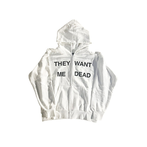 WHITE “TARGETED” ZIP-UP