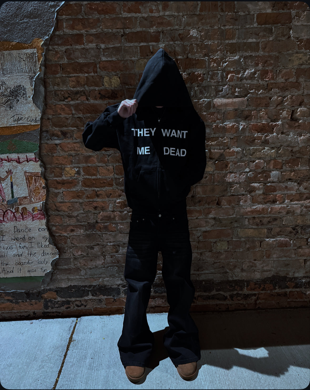 BLACK “TARGETED” ZIP-UP
